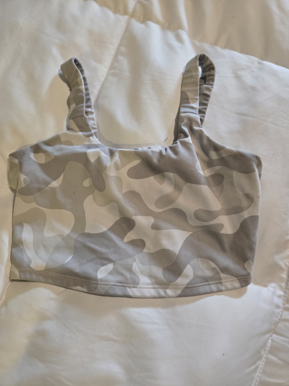 Women's Neutral Camo Crop Tank Top - Light Gray